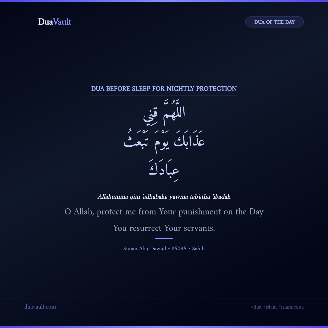 Dua Before Sleep for Nightly Protection in Arabic with English meaning – Sunan Abu Dawud 5045